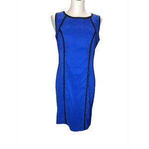Kim Rogers Dress Womens 8 Blue Black Knee Length Career Wear Sleeveless Slim Fit
